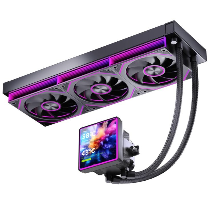 Jungle Leopard ProFlow SE Aio Water Cooling 360 mm with 4-Inch LCD Screen Display, 2000 RPM ARGB PWM Infinity Fan, for AM4/AM5 & LGA1851/1700 (Black)